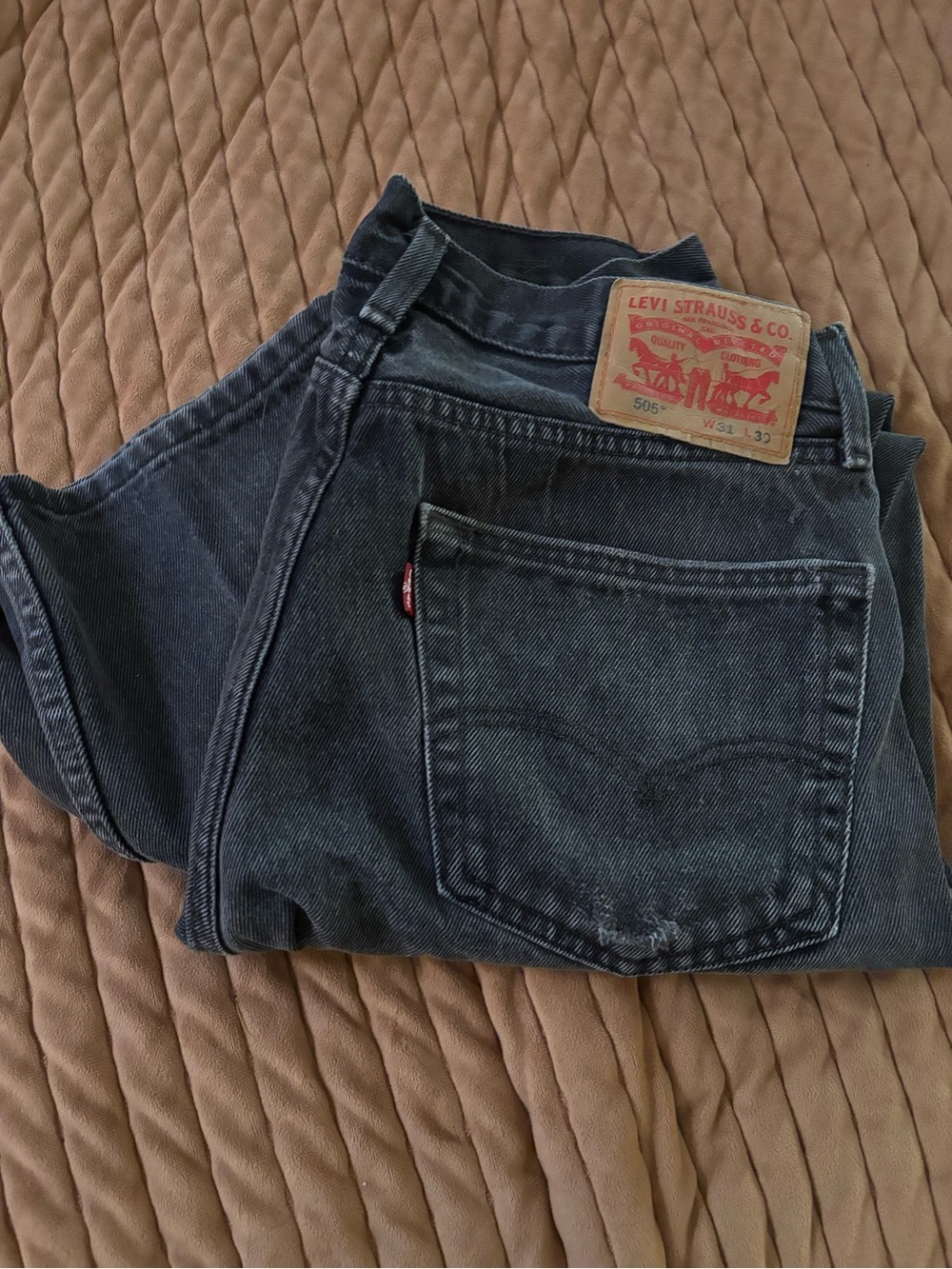 Levi's 505 Mens 31x30 or women’s relaxed boyfriend fit. Preloved faded black